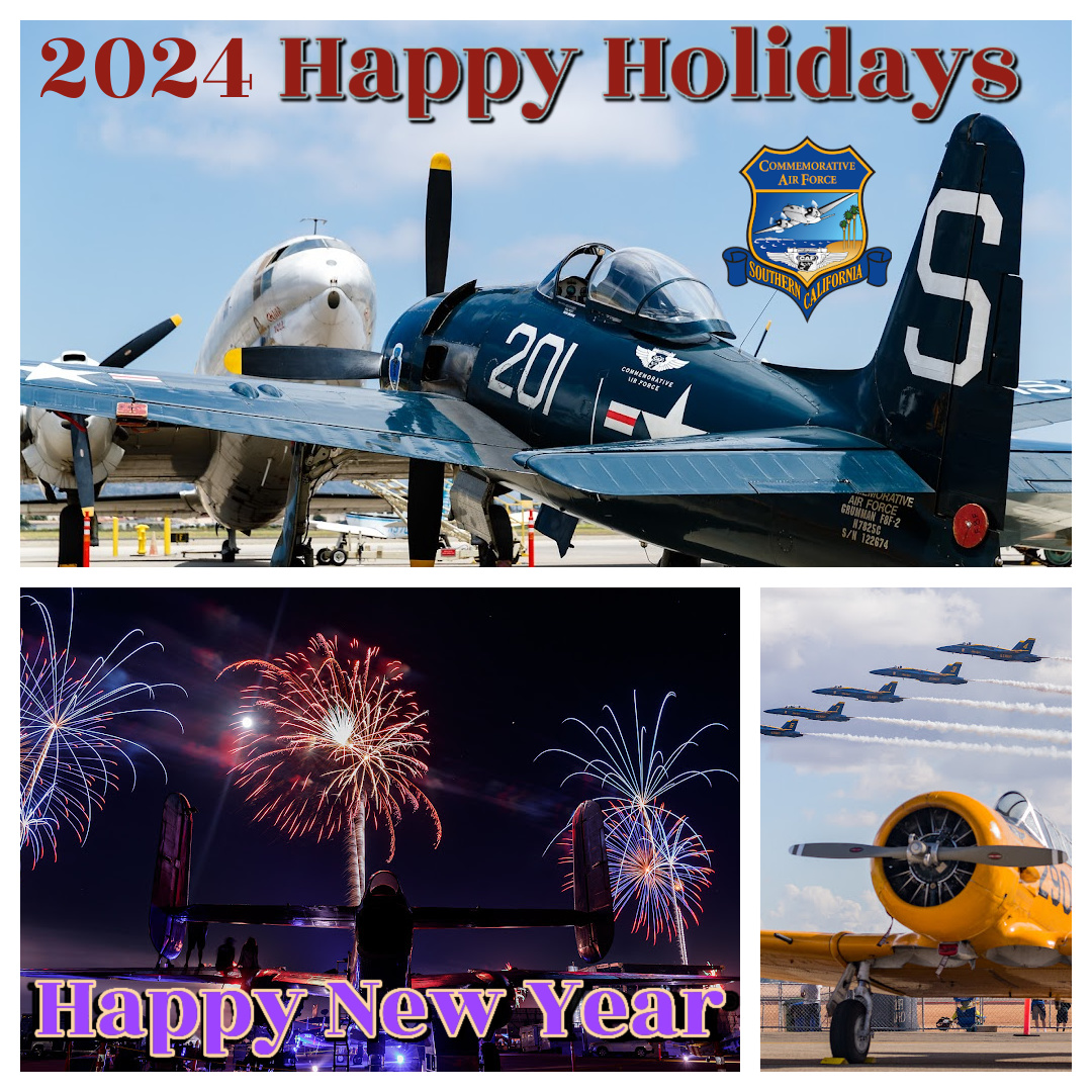 2024 Happy Holidays image showing the C-46 Curtiss Commando